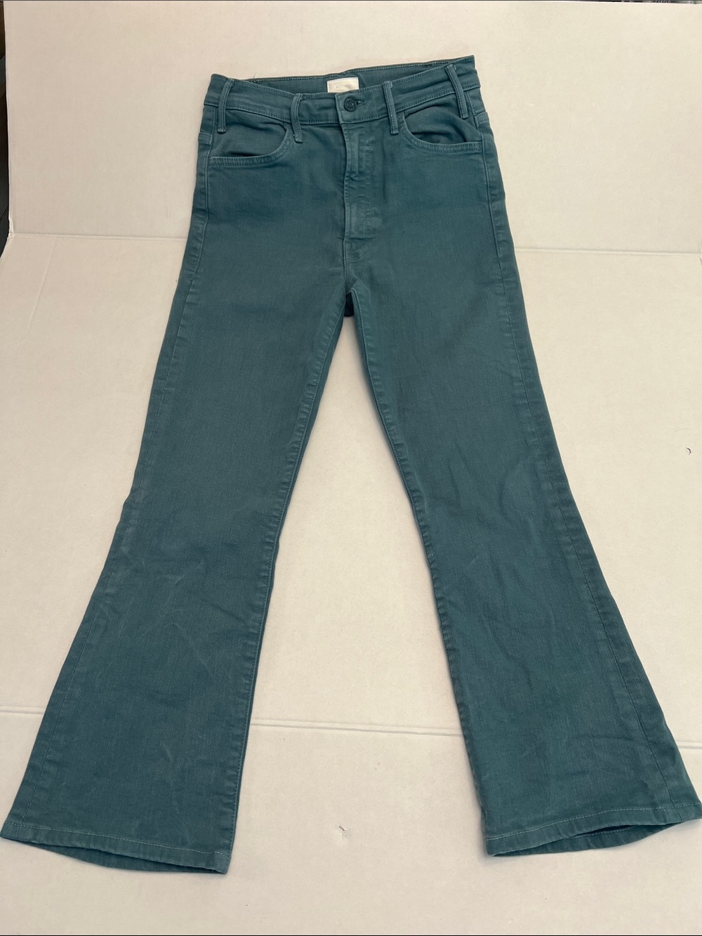MOTHER DENIM THE HUSTLER ANKLE IN PLAY DATE GREEN WASH SIZE 28